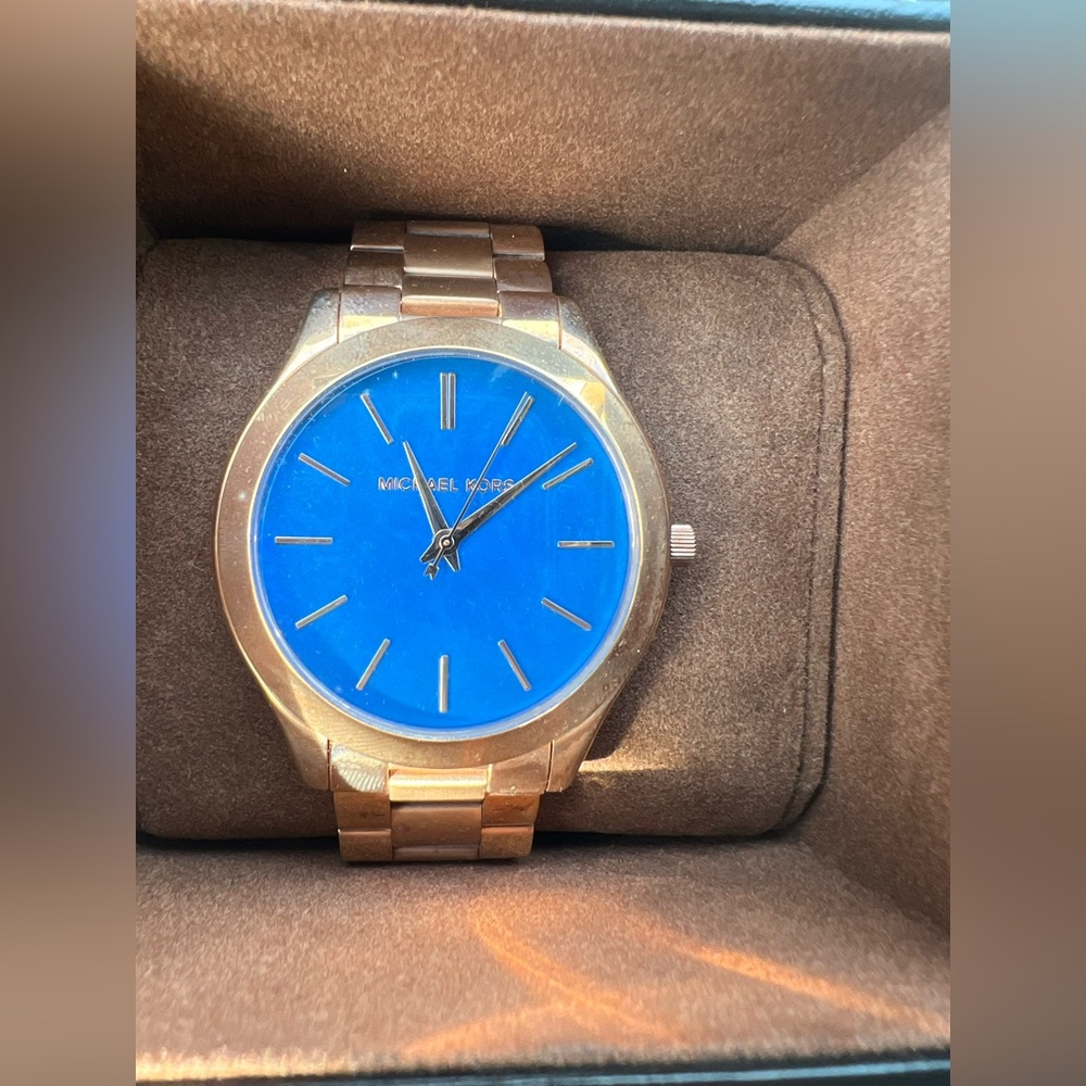 Michael Kors Gold-Tone Watch with Blue face